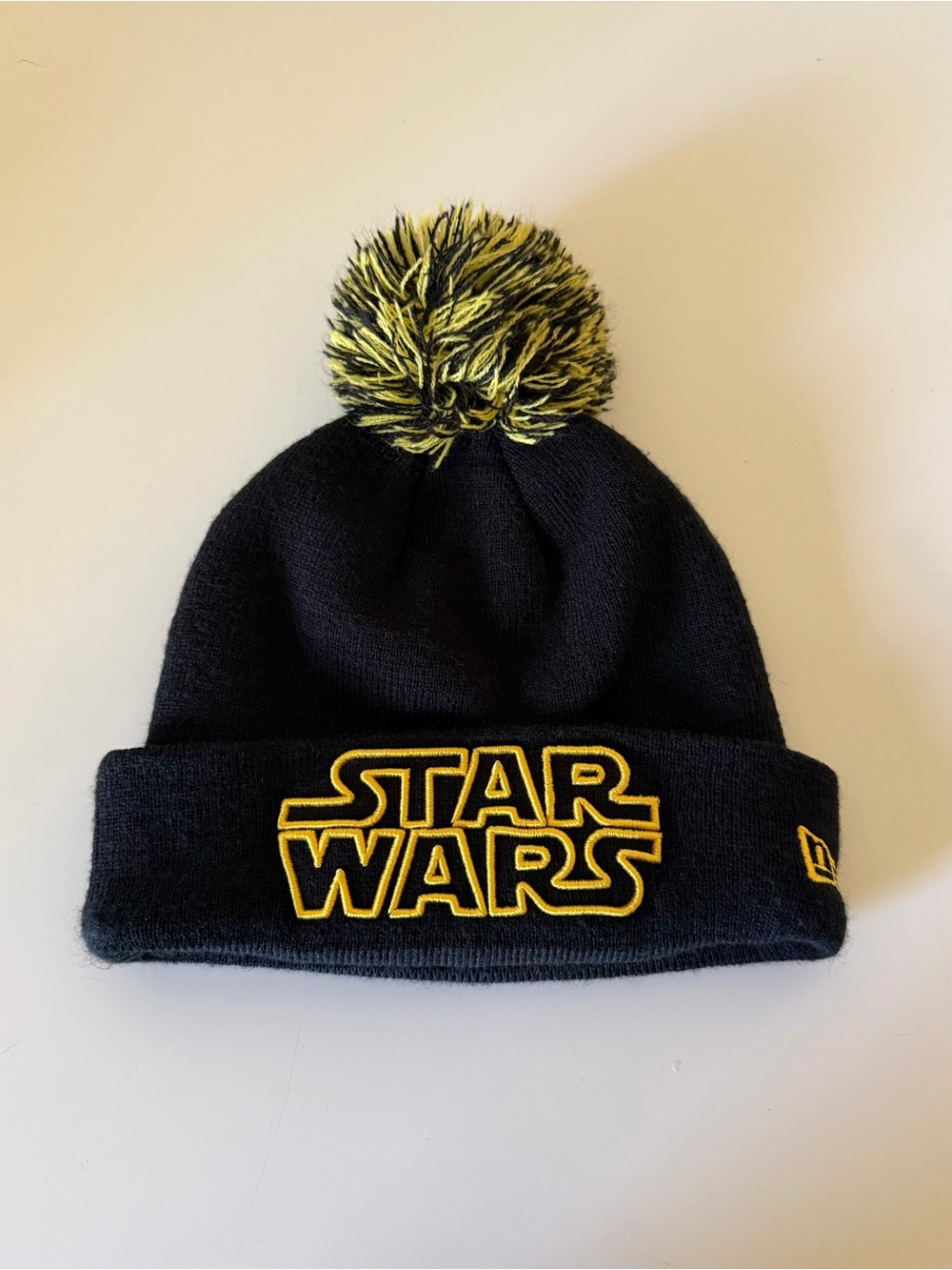 Star Wars Black Knit Beanie with Yellow Logo Pom